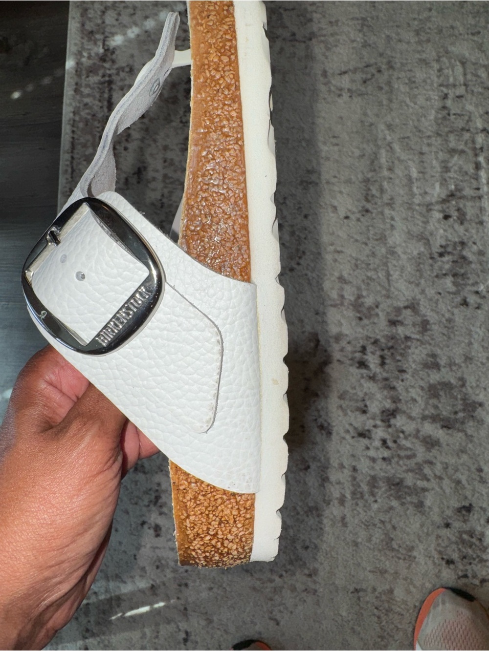 Birkenstock Gizeh Big Buckle Sandals White Pebbled Leather Thong Flip Flop Women - Picture 8 of 12